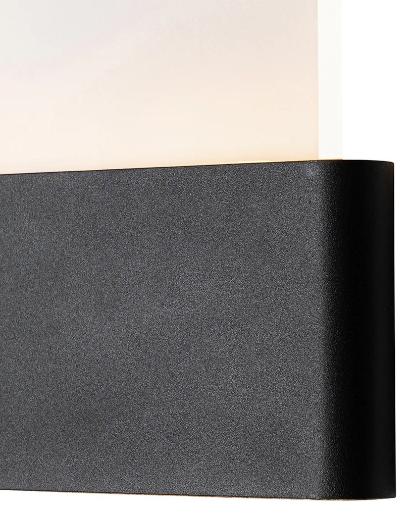 Candeeiro de parede exterior preto com LED e números de casa IP54 - Kandi