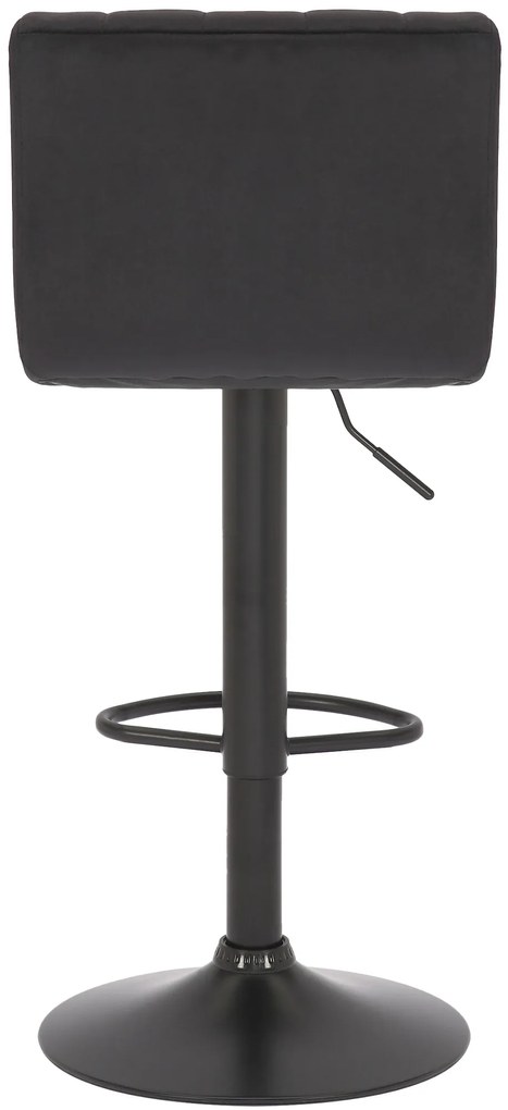 Banco de bar Jamie em veludo e com estrutura preta 41 x 87-107 x 49 cm Preto