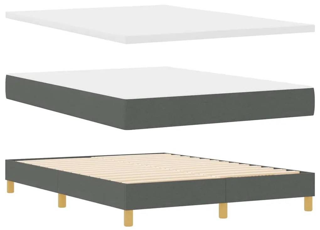 Cama Box com Colchão e LED Cinza Escuro 140x190 cm Tecido