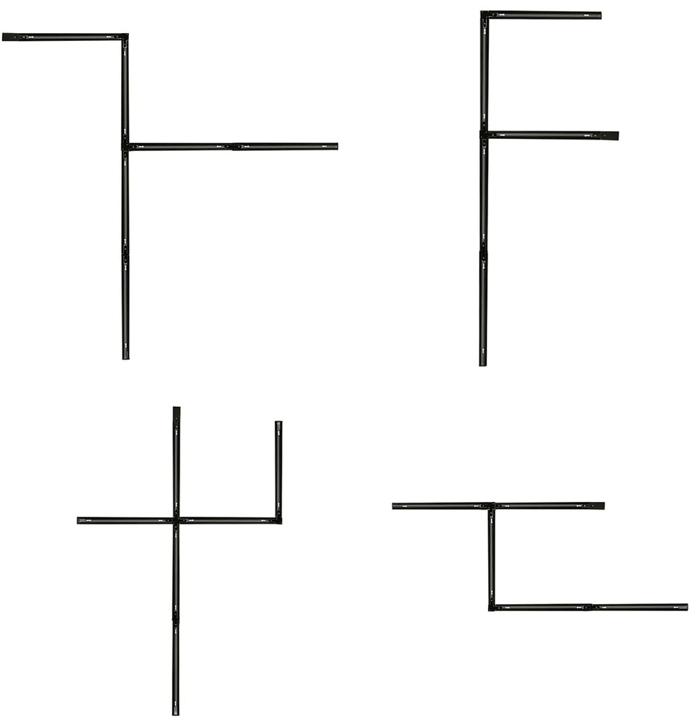 Sistema de iluminação de trilho moderno com 5 focos pretos monofásicos - Iconic Ivy