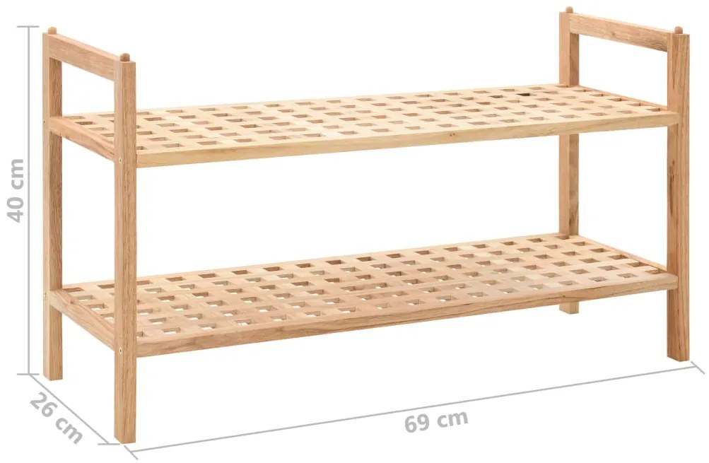 Sapateira em madeira de nogueira maciça 69x26x40 cm