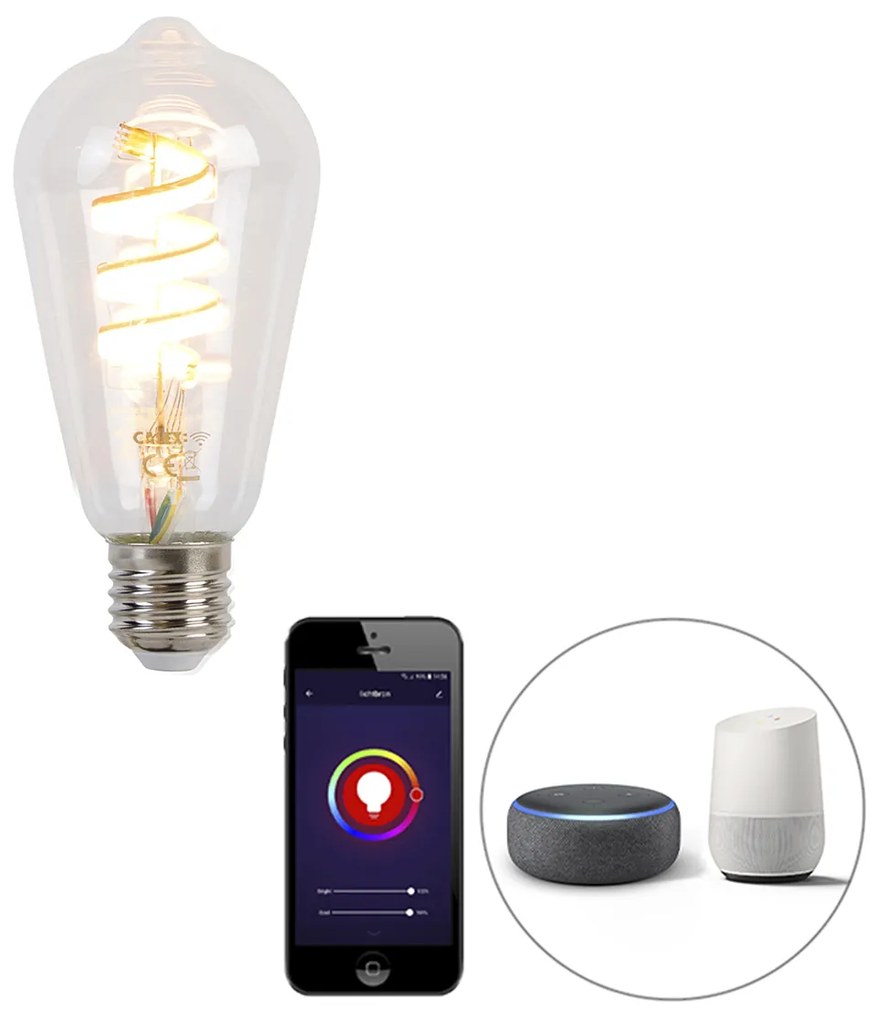Lâmpada inteligente E27 RGB LED ST64 4,9 W 280lm 1800K