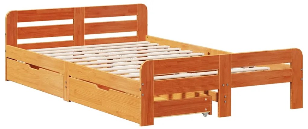 Cama sem colchão 120x200 cm madeira pinho maciça castanho-mel