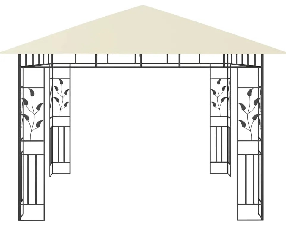 Gazebo c/ mosquiteiro e cordões luzes LED 3x3x2,73m creme