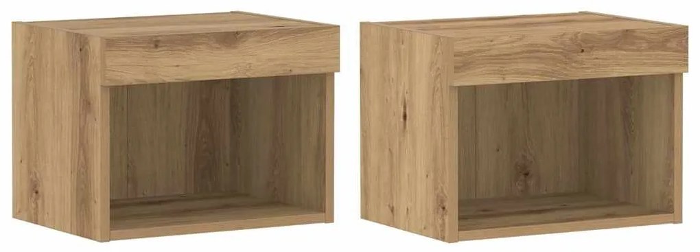 Armários de parede vidaXL com luzes LED 2 pcs Carvalho artesanal 40x30