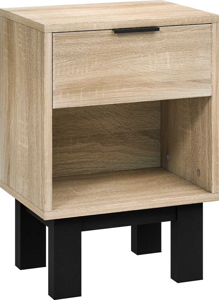 HOMCOM Mesa de cabeceira, armário de cabeceira com gaveta, compartimento aberto, criado-mudo para quarto, sala de estar, 35 x 26 x 50 cm, Carvalho | Aosom Portugal