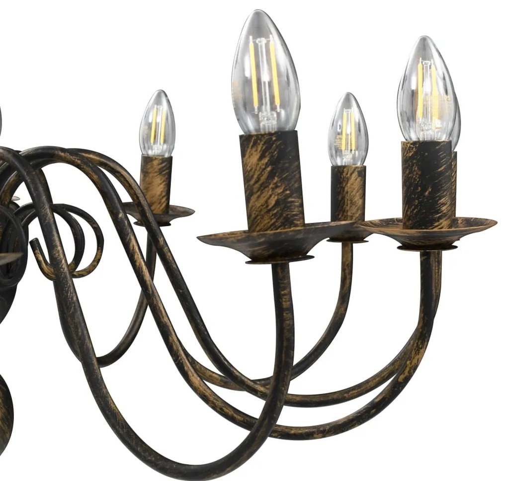 Lustre antigo de 12 lâmpadas E14 preto