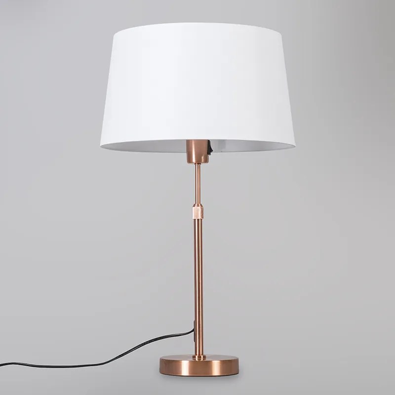 Candeeiro de mesa em cobre com cúpula branca 35 cm ajustável - Parte Moderno