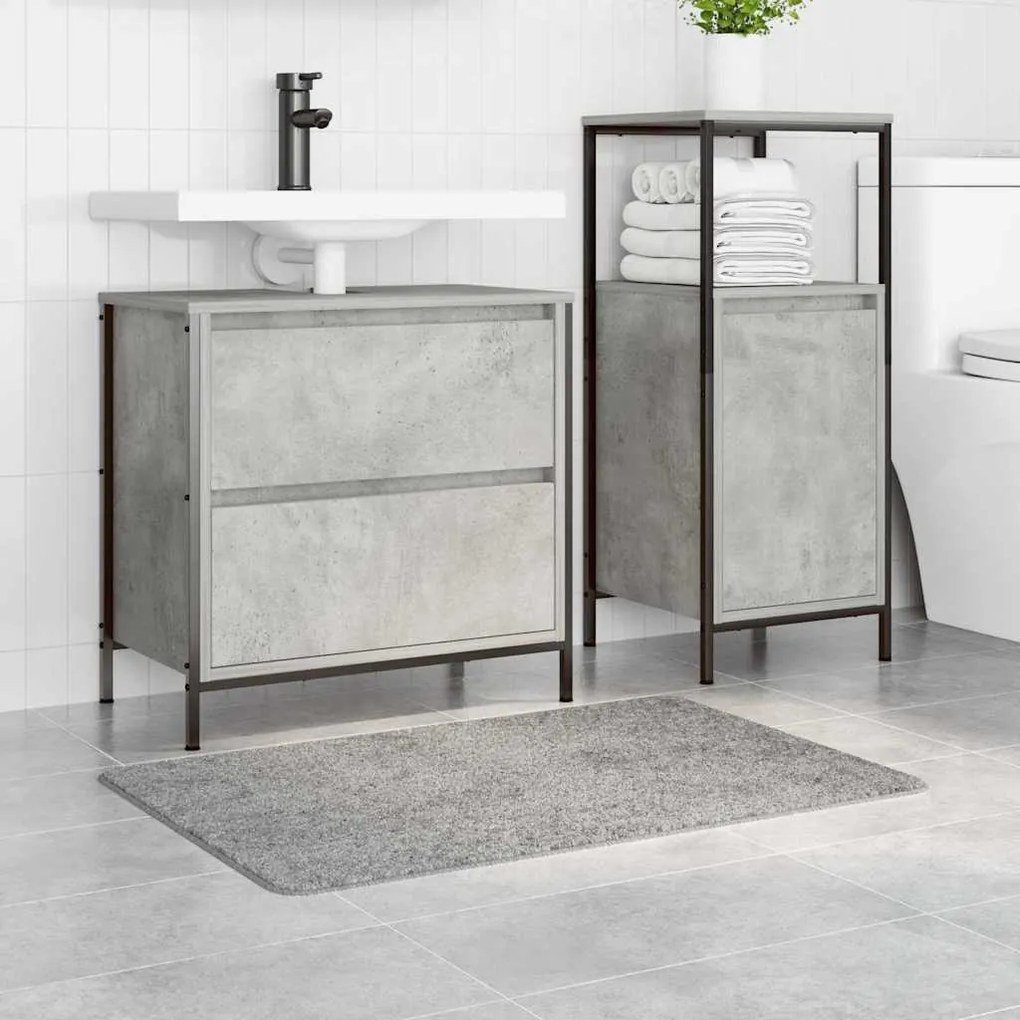 Tapete de Banho Retangular Cinzento 60x90 cm Polipropileno Antiderrapa