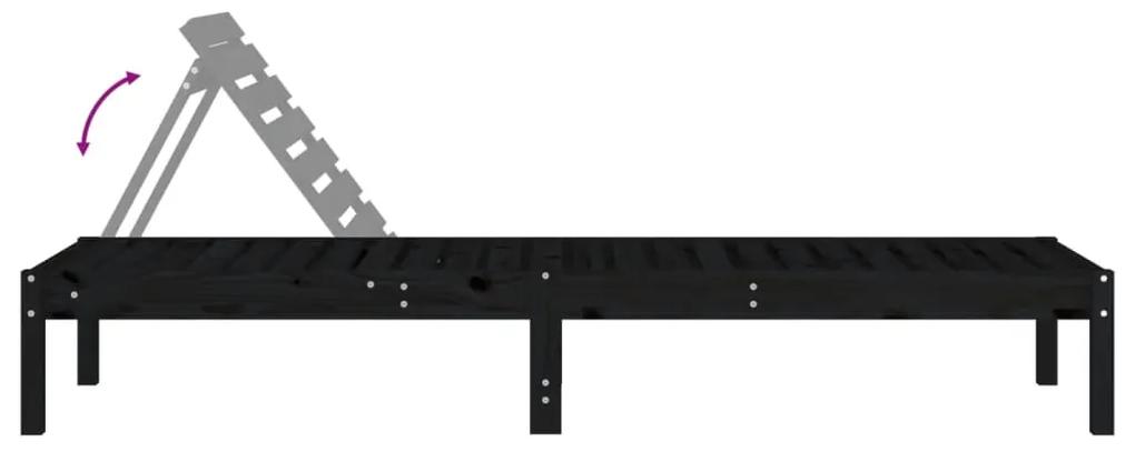 Espreguiçadeira 199,5x60x74 cm madeira de pinho maciça preto
