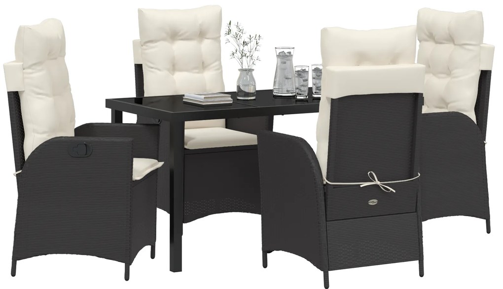 Conjunto de Jantar com 5 Peças para Jardim com Almofadas de Rattan Pol