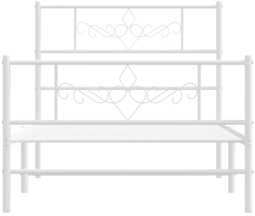 Estrutura de cama com cabeceira e pés 90x200 cm metal branco