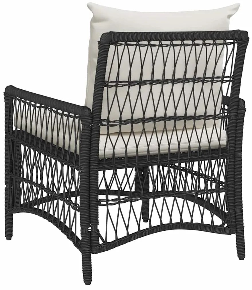 Cadeira de Jardim com Almofadas Preta 60x70x78 cm Vime