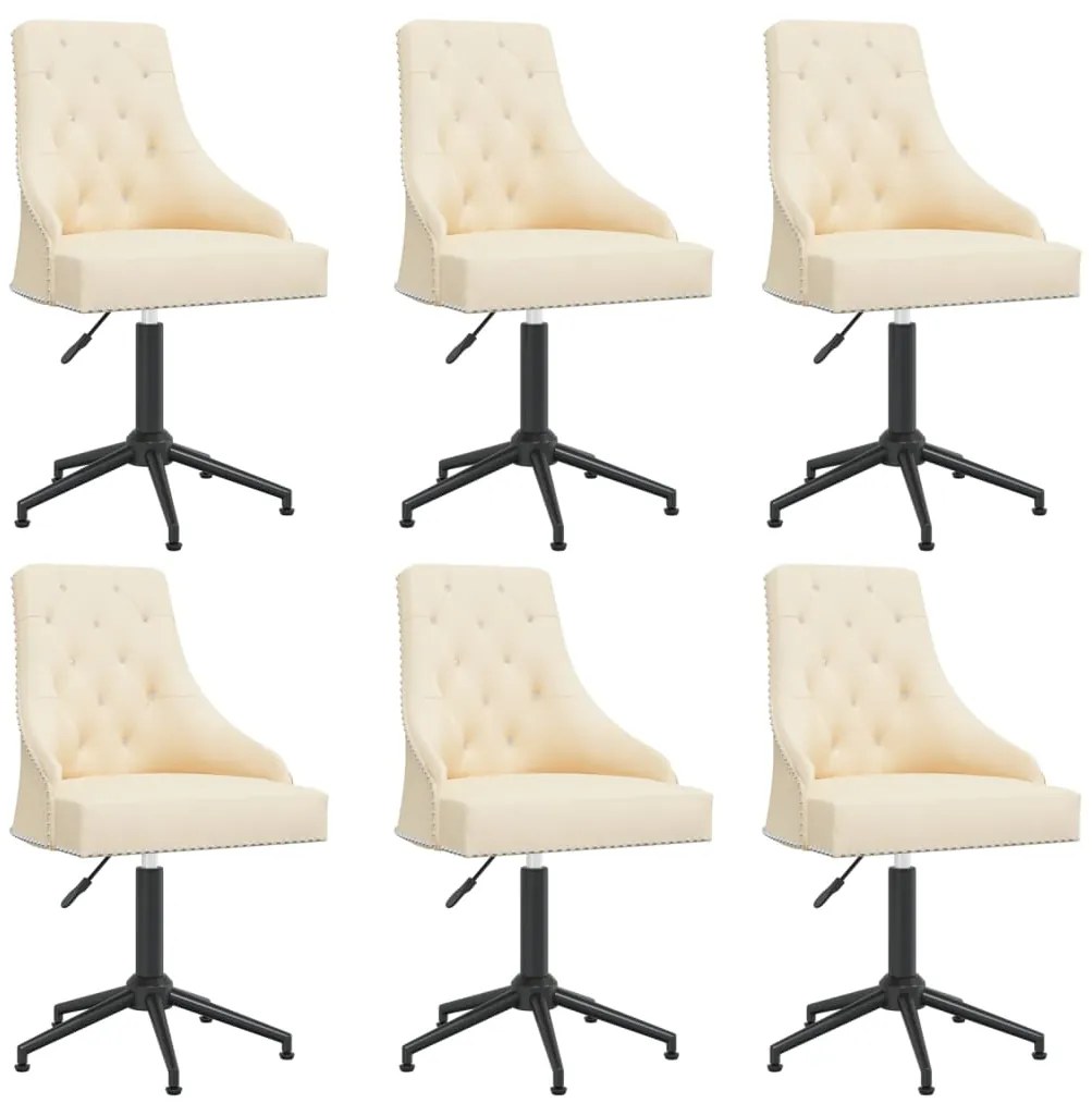 vidaXL Cadeiras de jantar giratórias 6 pcs veludo cor creme
