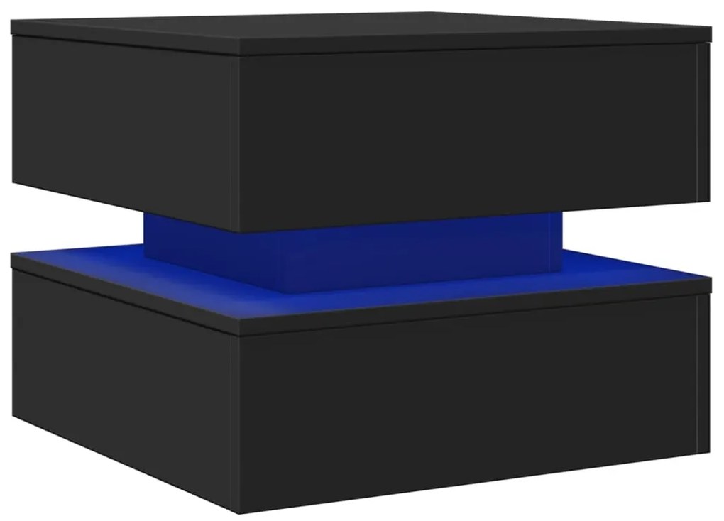 Mesa de centro com luzes LED 50x50x40 cm preto