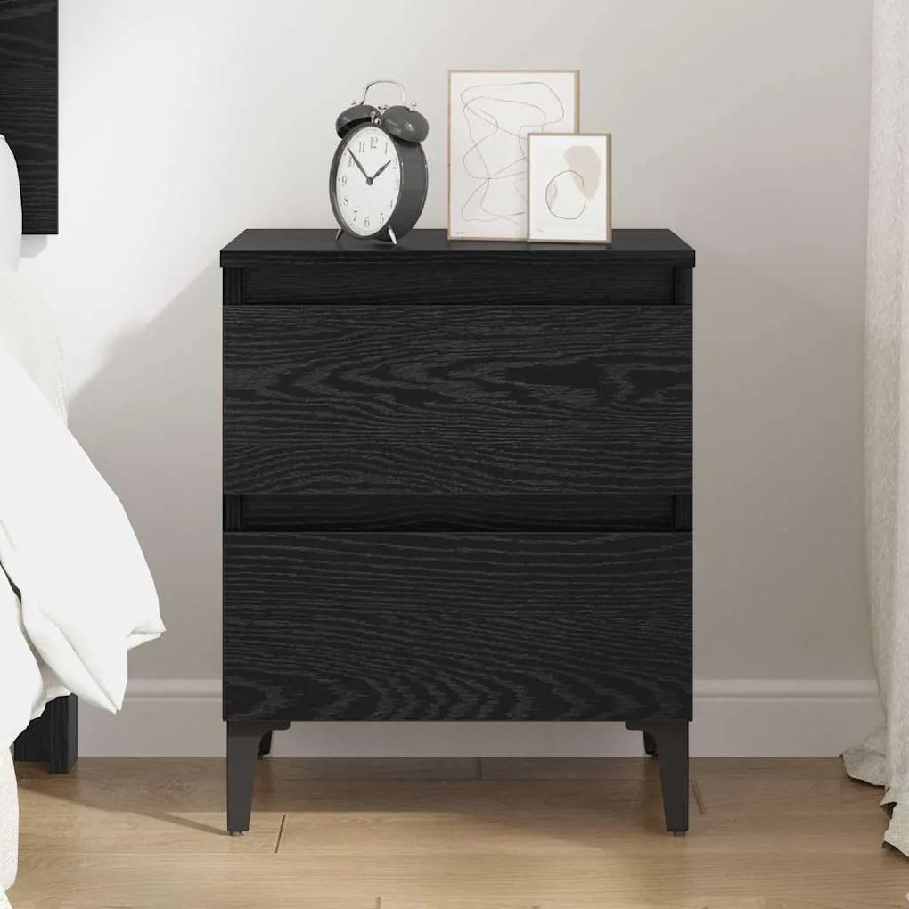 Cabinet de Cama Carvalho Preto 40x35x50 cm Madeira Engenheirada