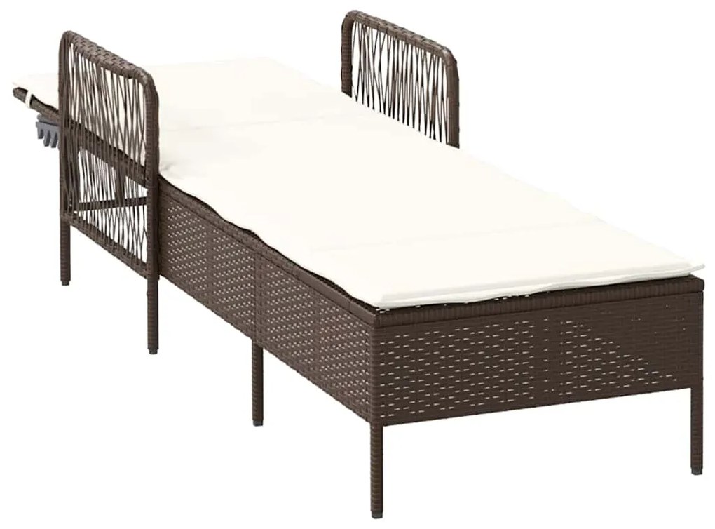 Espreguiçadeira Marrom e branco creme Vime PE 157 x 55 x 92 cm