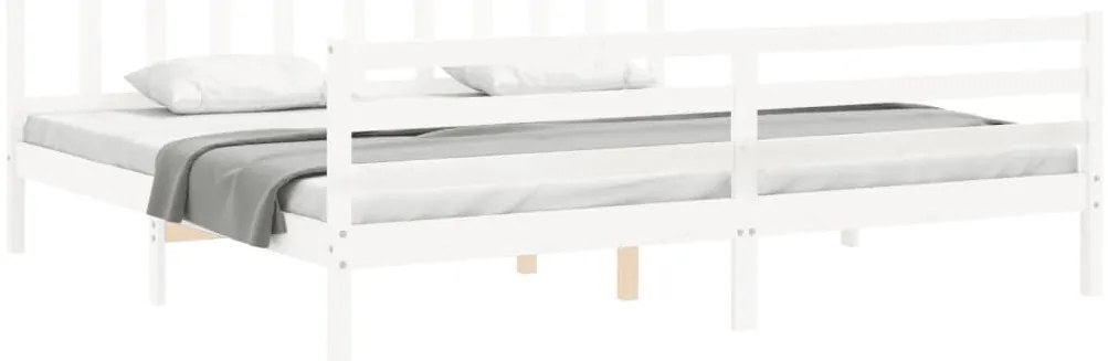Cama sem colchão 200x200 cm madeira de pinho maciça branco