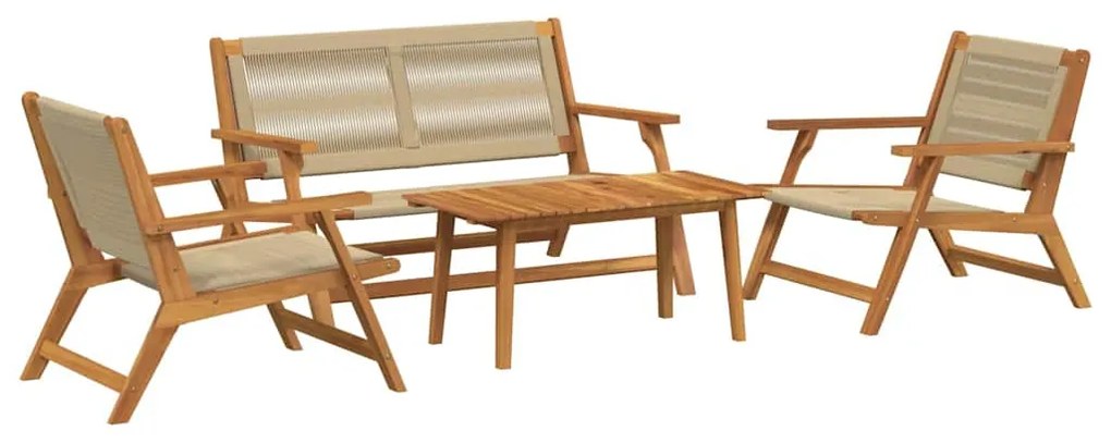Conjunto de Cadeiras com Mesa de 4 - Madeira de Acácia Bege