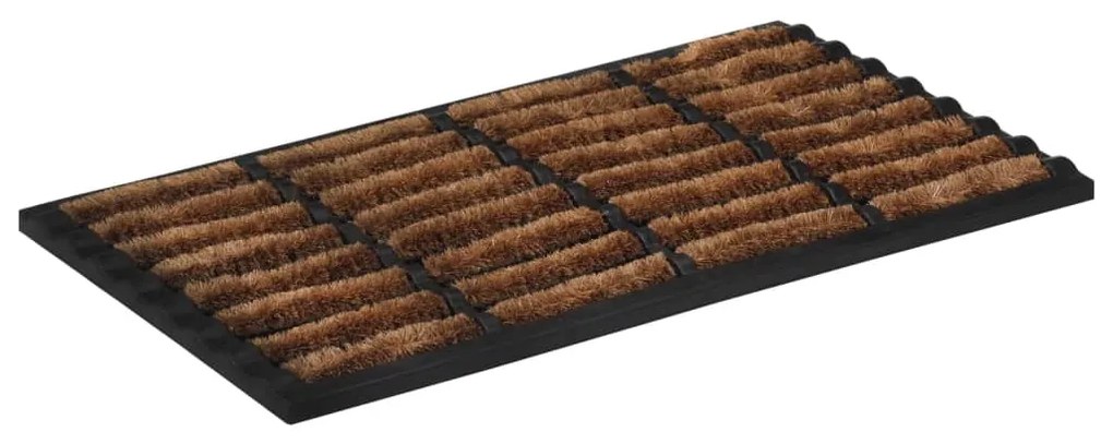 Tapete de porta retangular 45x75 cm borracha e fibra de coco
