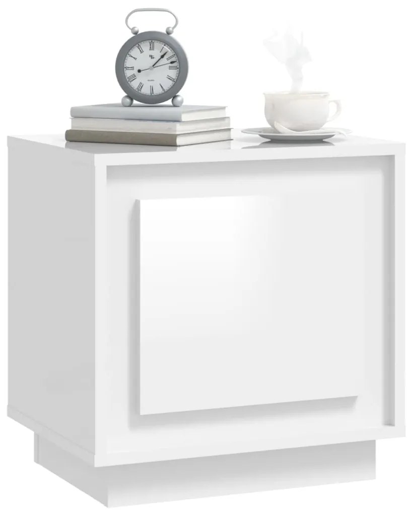 Mesa de cabeceira 44x35x45cm derivados madeira branco brilhante