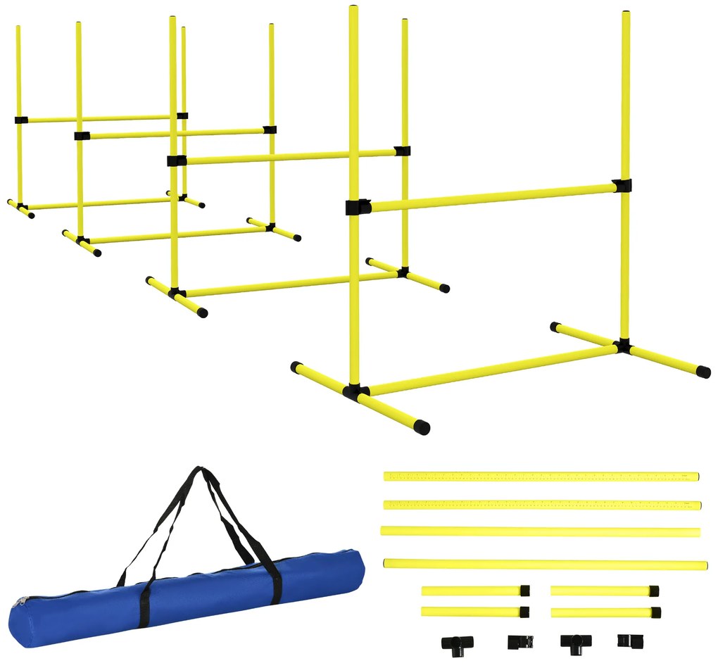 PawHut Agility esportivo para cães conjunto de 4 obstáculos profissionais com sistema de fixação no solo e saco de transporte incluído | Aosom Portugal