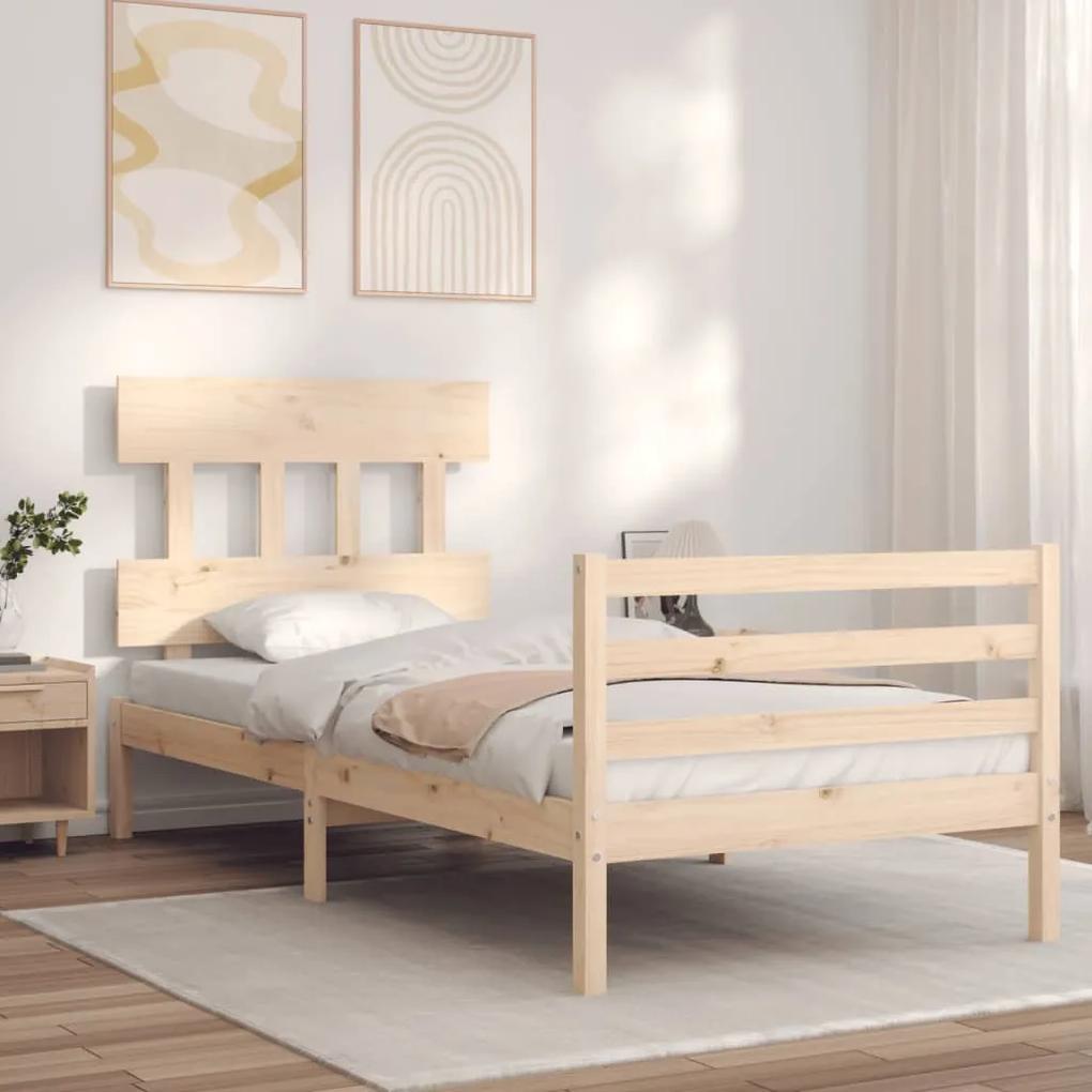 3195141 vidaXL Estrutura de cama com cabeceira 90x200 cm madeira maciça