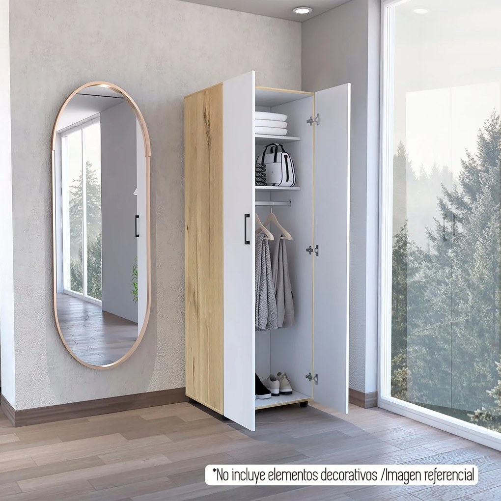 Guarda Roupa com 2 Portas éter, 180 cm a x 60 cm e x 48,5 cm p, branco/duna