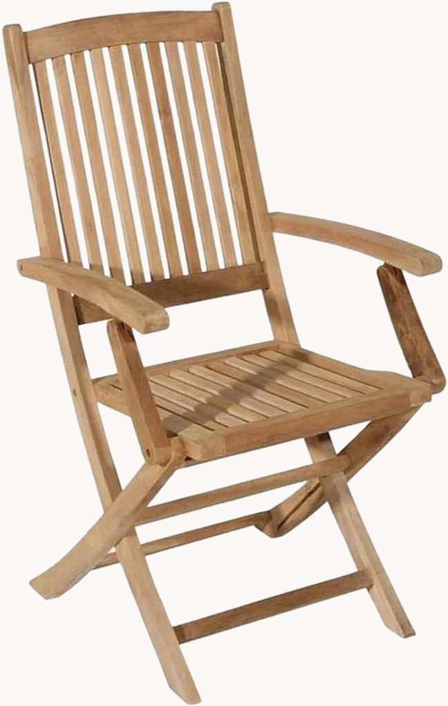 Cadeiras de jardim dobráveis em madeira de teca com braços Fun, conjunto de 2