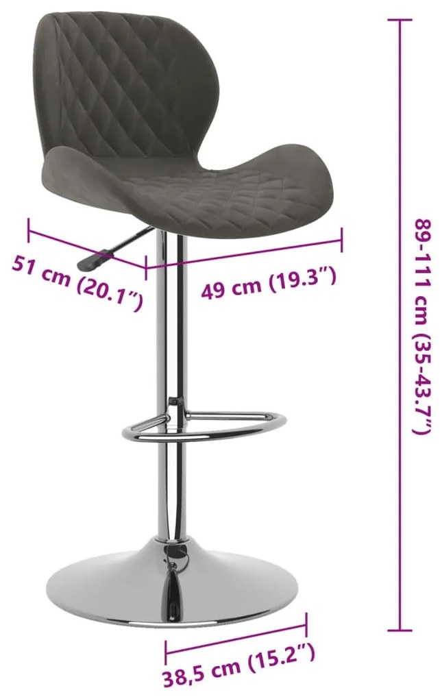Bancos de bar 2 pcs veludo cinzento-escuro