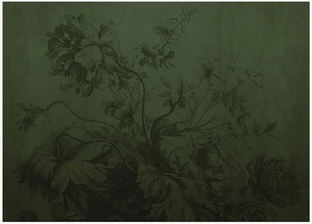 Papel de parede Gradient Flowers Verde