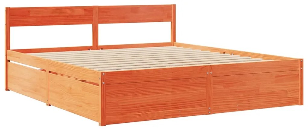 Cama sem colchão 180x200 cm pinho maciço castanho-mel