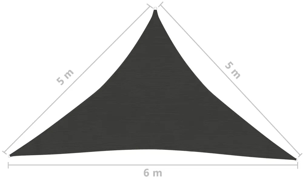 Para-sol estilo vela 160 g/m² 5x5x6 m PEAD antracite