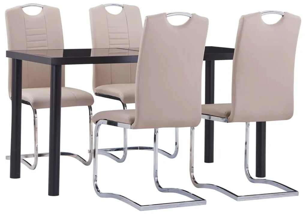 5 pcs conjunto de jantar couro artificial cappuccino
