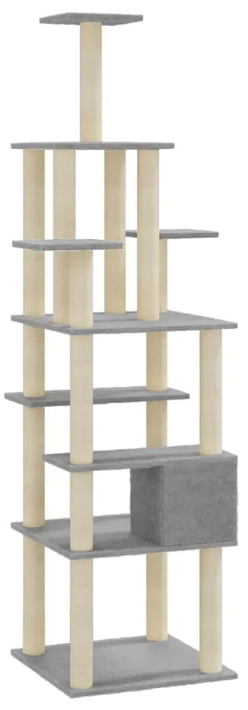 Árvore p/ gatos c/ postes arranhadores sisal 183 cm cinza-claro