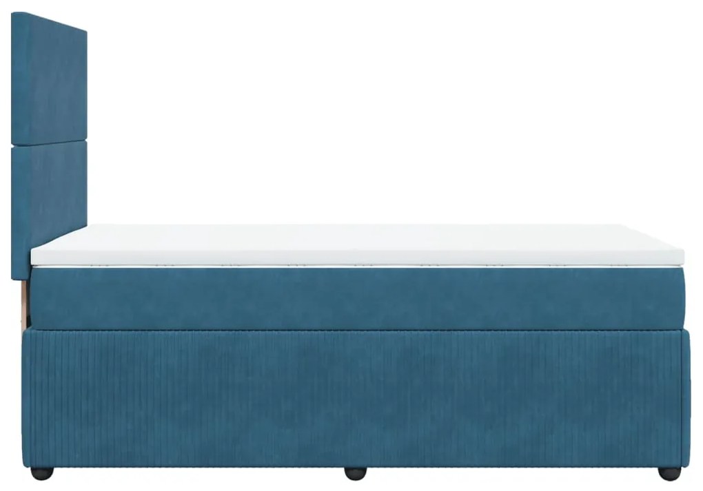 Cama boxspring com colchão 90x200 cm veludo azul