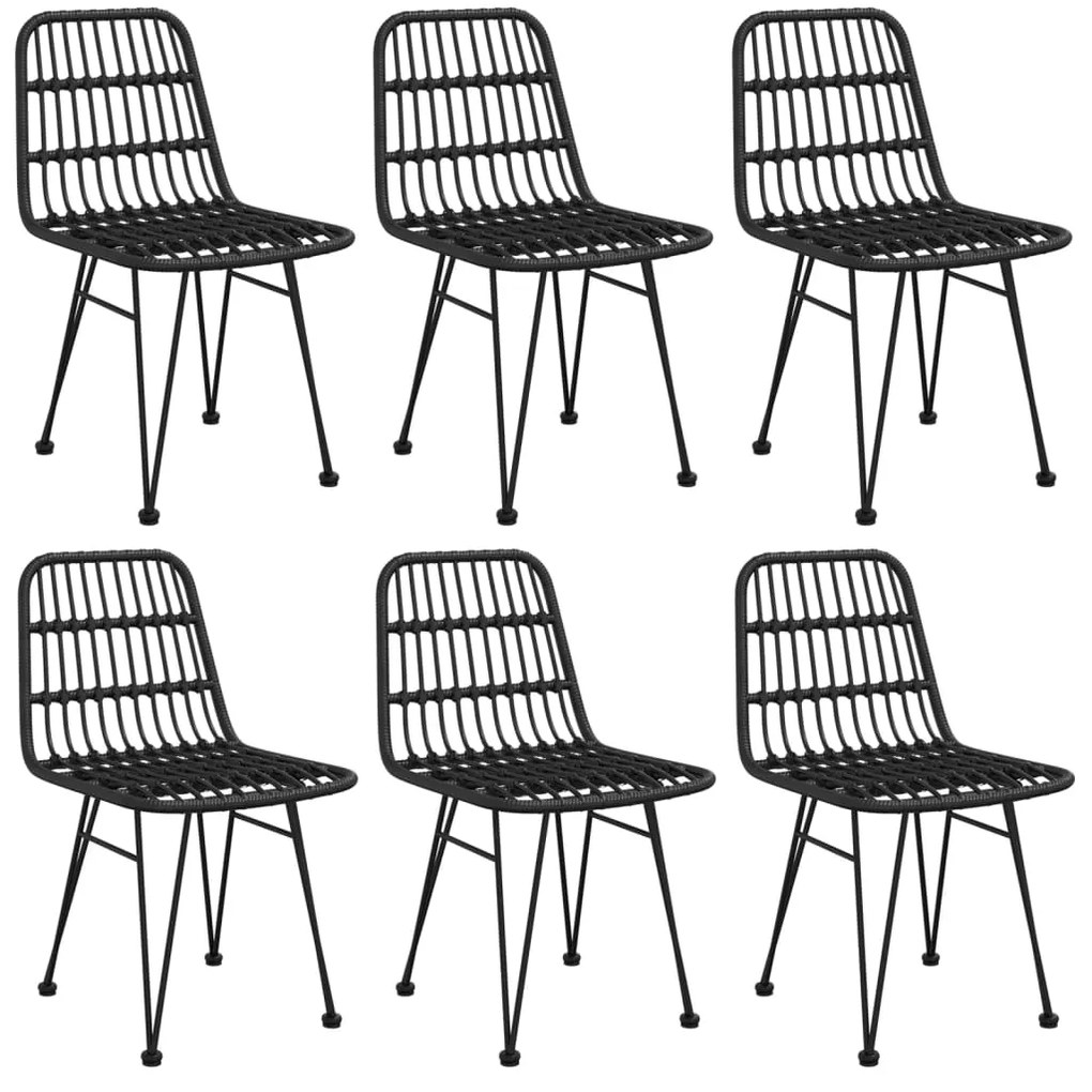 7 pcs conjunto de jantar para jardim vime PE preto