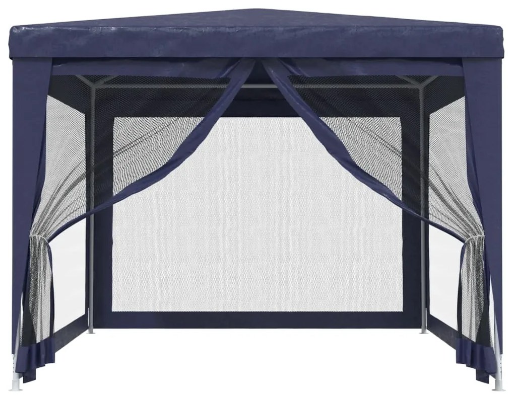 Tenda para festas c/ 4 paredes laterais em rede 3x4 m PEAD azul