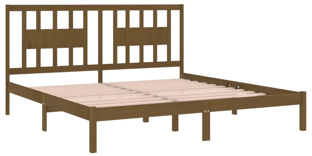 Estrutura de cama 200x200 cm pinho maciço castanho mel