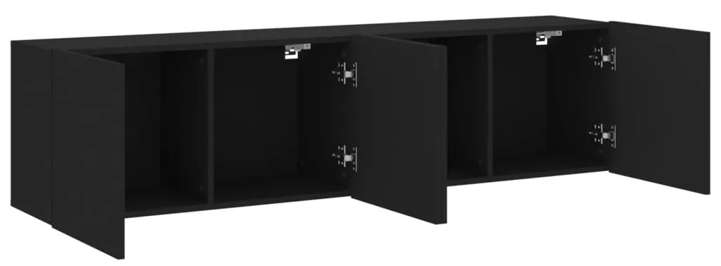 Móveis de parede para TV 2 pcs 80x30x41 cm preto