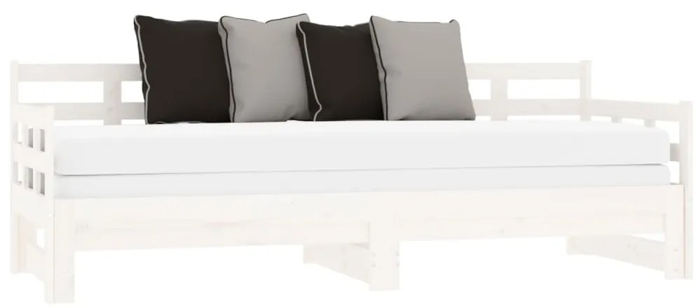 Estrutura sofá-cama de puxar pinho maciço branco 2x(90x190) cm