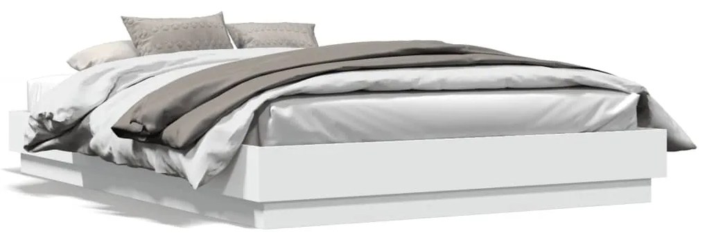 Estrutura de cama com luzes LED 150x200 cm branco