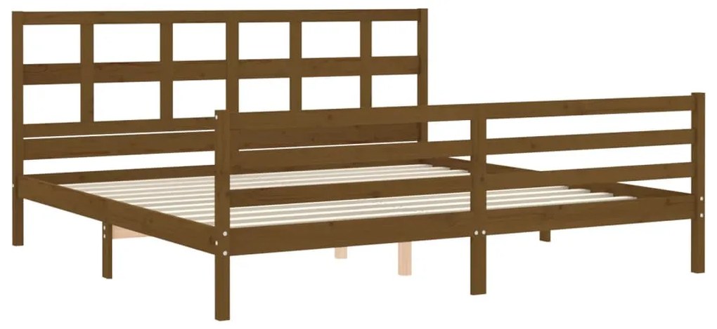 Estrutura cama c/ cabeceira 200x200cm maciço castanho-mel