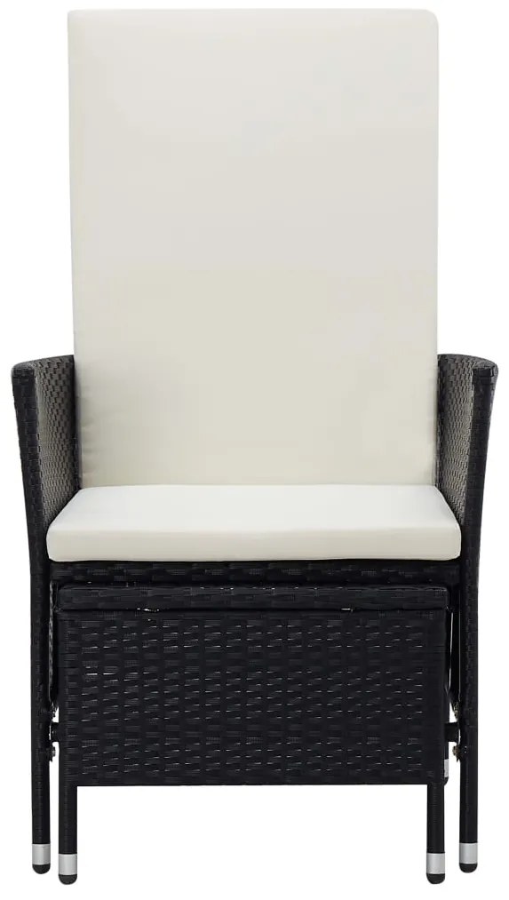 2 pcs conjunto lounge de jardim c/ almofadões vime PE preto