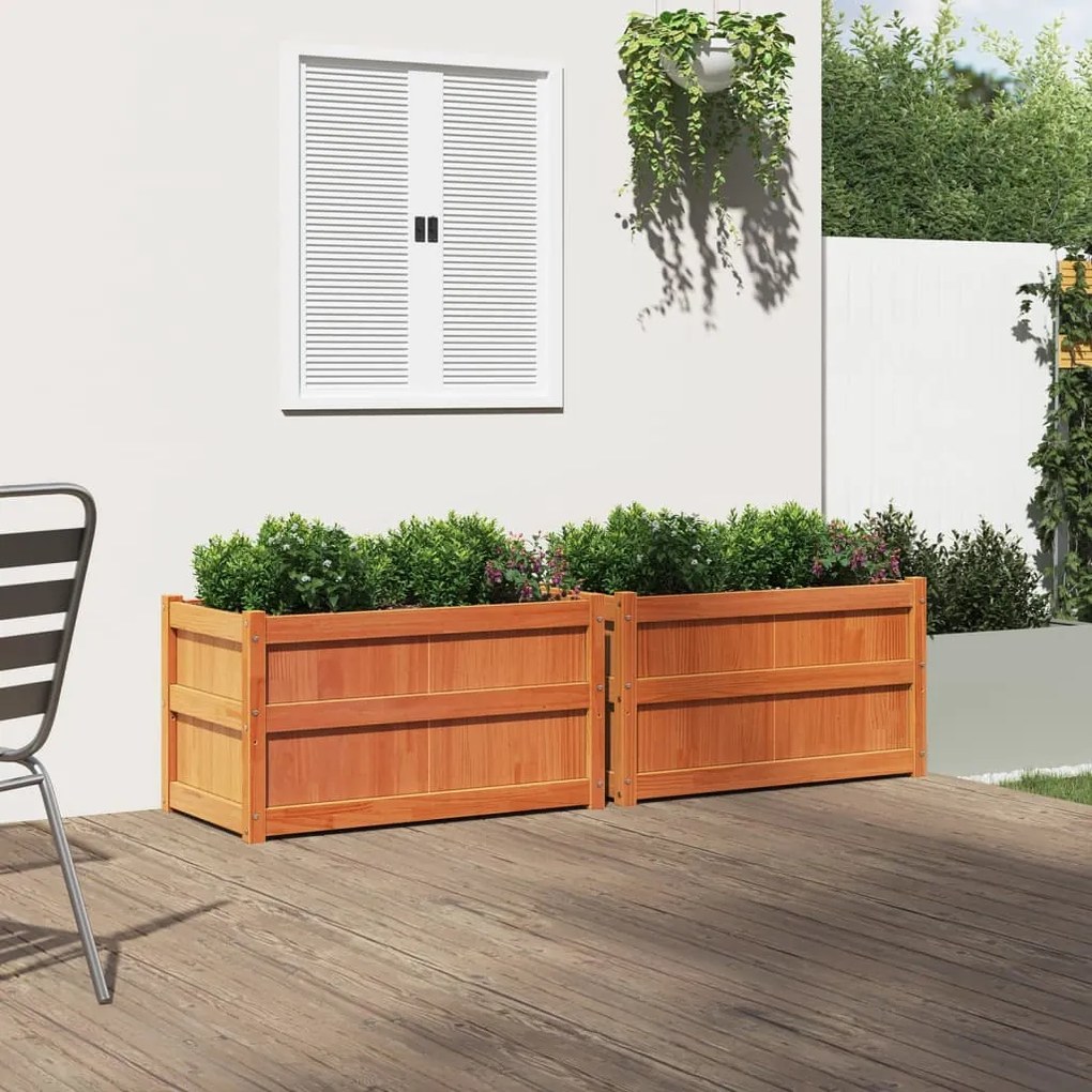 Vasos/floreiras de jardim 2 pcs pinho maciço castanho cera