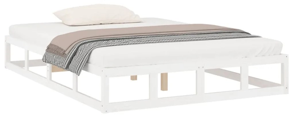 Estrutura de cama king 150x200 cm madeira maciça branco