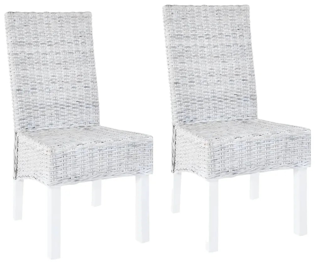 vidaXL Cadeiras de jantar 2 pcs vime Kubu + madeira mogno castanho