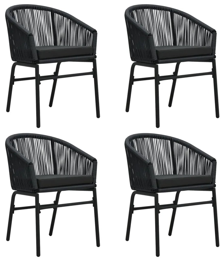 5 pcs Conjunto de jantar para jardim preto