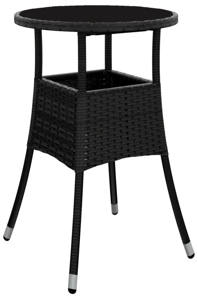 5 pcs conjunto bistrô de jardim c/ almofadões vime PE preto