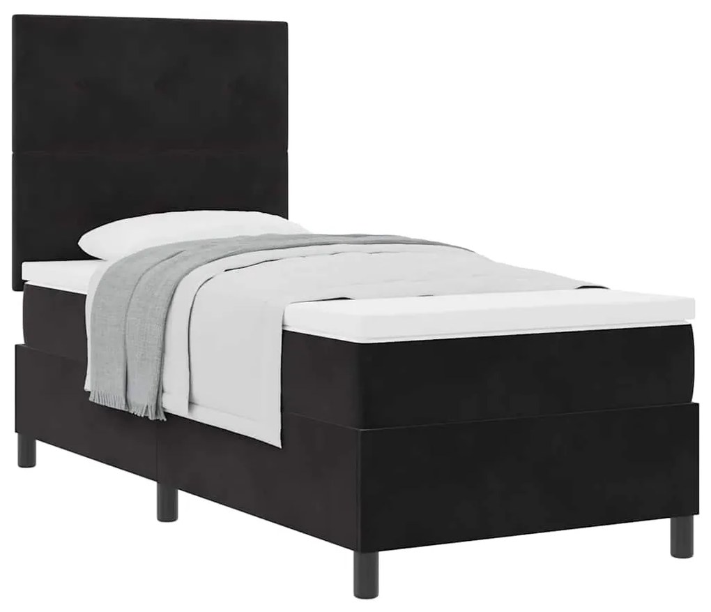 Cama Box Spring vidaXL com Colchão Preto 80x200 cm Veludo